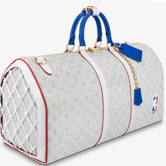 Louis Vuitton Handbags - Louis Vuitton Keepall Bandouliere 55 NBA LV White Basketball Weekend Travel Bag